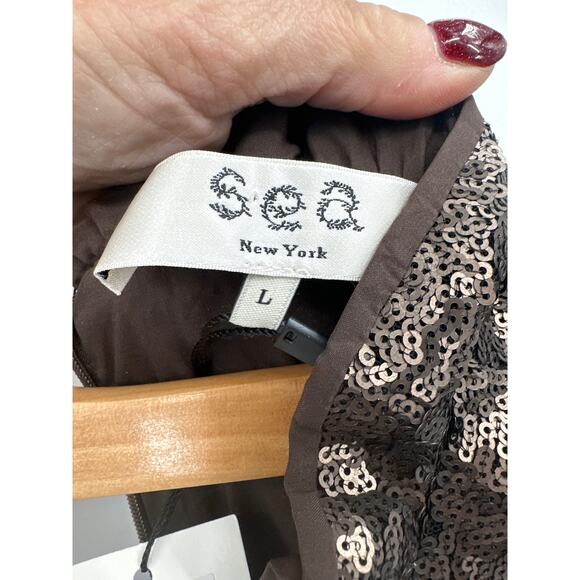 Sea New York Rachelle Puff Sleeve Dress in Bronze Size Large NWT Pockets - Picture 10 of 13